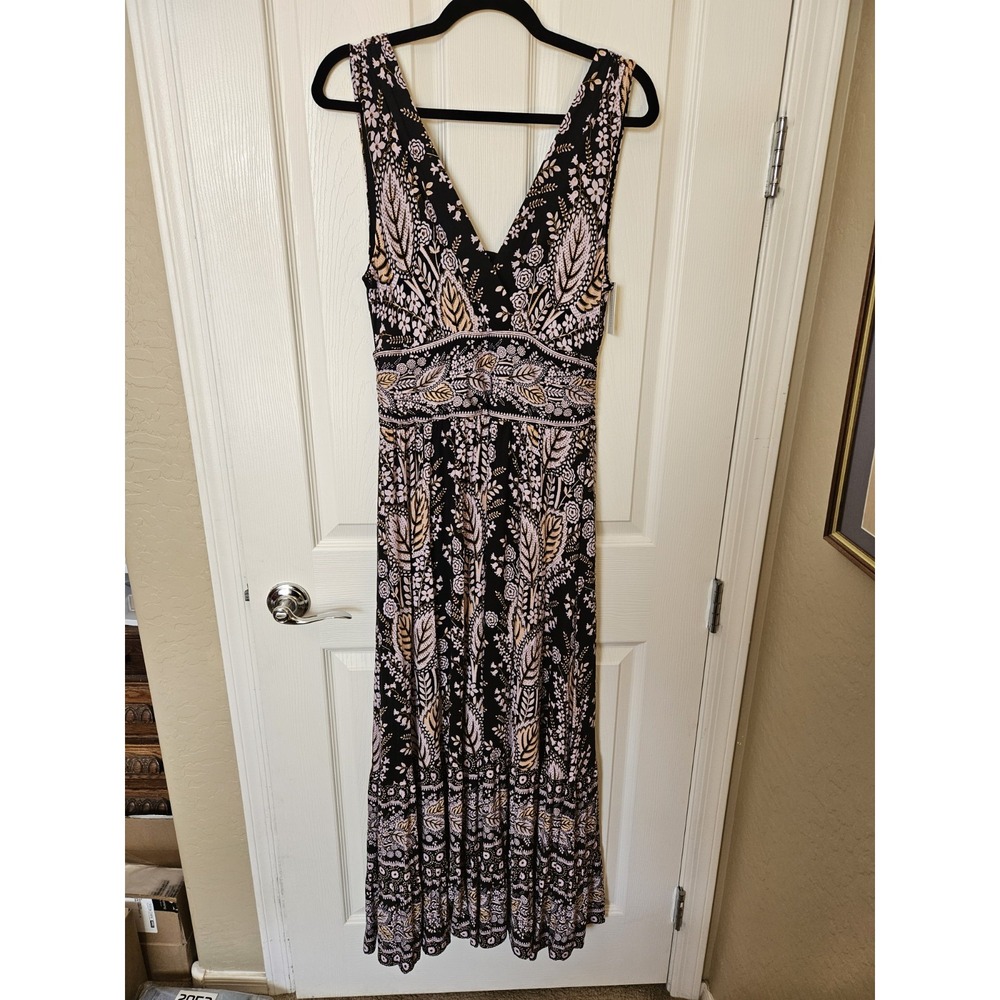 NWT Maeve by Anthropologie "Giulietta" Boho Floral V-Neck Lined Maxi Dress, Sz M